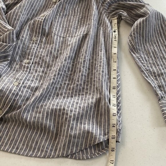 Lucky Brand Striped Button Up Tunic Shirt Long Sleeve Cotton Chest Pocket - Picture 15 of 16